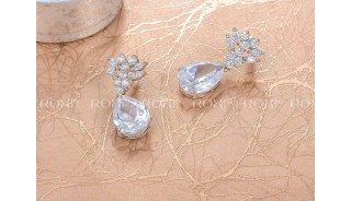 Серьги - Позолоченные серьги White Stone