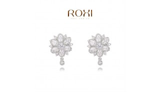 Серьги - Позолоченные серьги White Flower