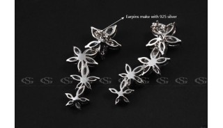 Серьги - Позолоченные серьги Diamond Flower