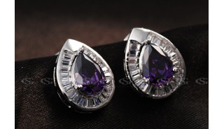 Серьги - Позолоченные серьги Purple Fantasy