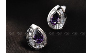 Серьги - Позолоченные серьги Purple Fantasy