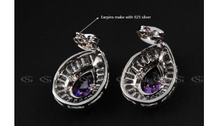 Серьги - Позолоченные серьги Purple Fantasy