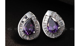 Серьги - Позолоченные серьги Purple Fantasy