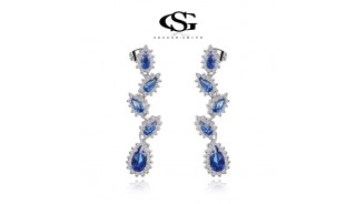 Серьги - Позолоченные серьги Blue foliage