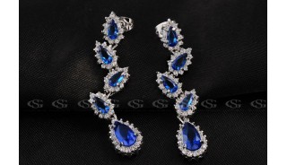 Серьги - Позолоченные серьги Blue foliage