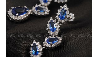 Серьги - Позолоченные серьги Blue foliage