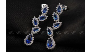 Серьги - Позолоченные серьги Blue foliage